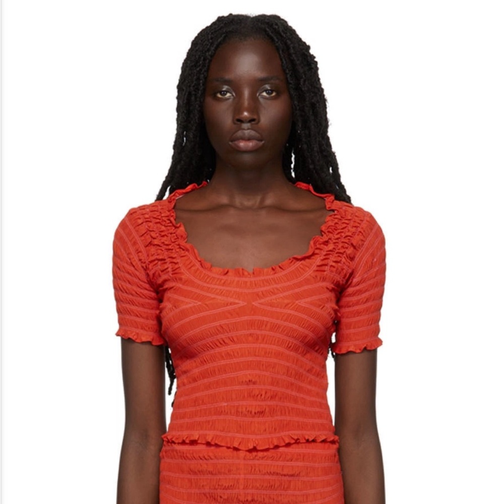 Gauntlett Cheng Red Shirred Women's Top